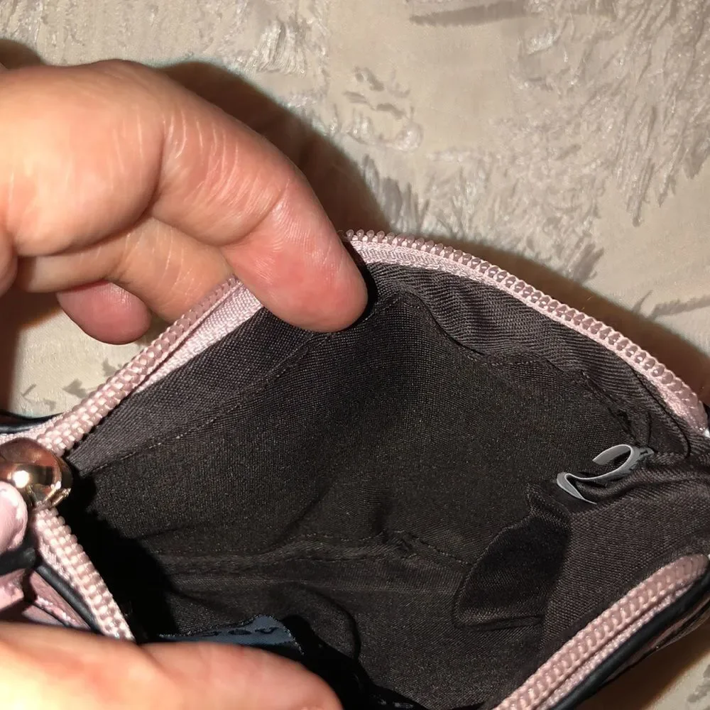 Black Rivet Pink Gold Tone Small Zip Up Wristlet Wallet